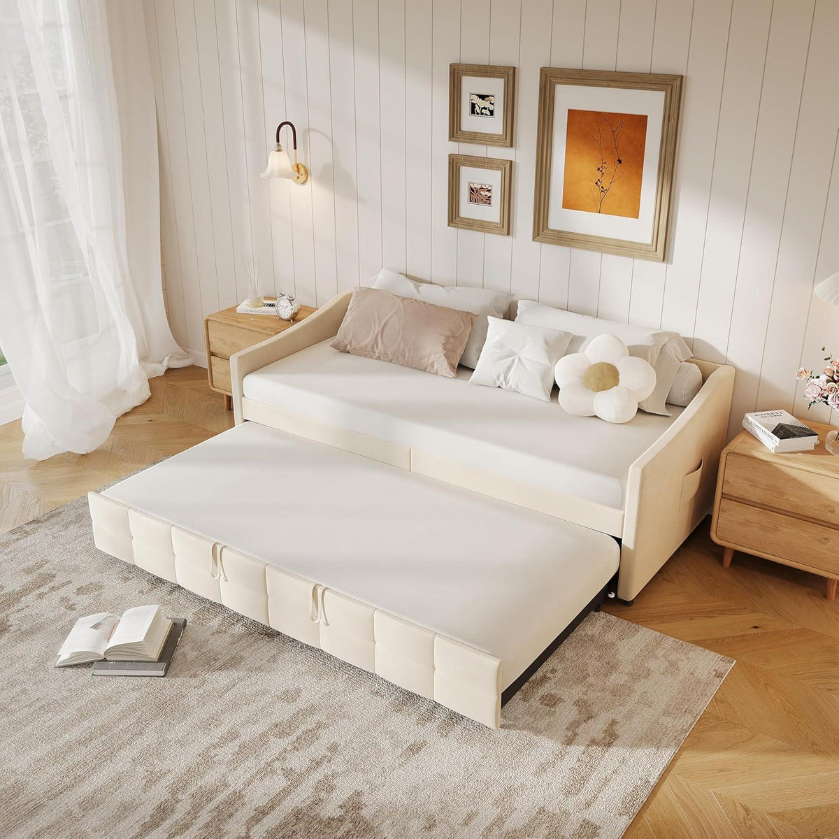 Ausziehbares Schlafsofa 90x200/180x200cm – Creme
