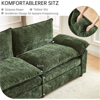 JIEXI Ecksofa mit Schlaffunktion, Grün, 4-Sitzer, U-Form