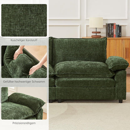 JIEXI Ecksofa mit Schlaffunktion, Grün, 4-Sitzer, U-Form
