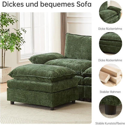 JIEXI Ecksofa mit Schlaffunktion, Grün, 4-Sitzer, U-Form
