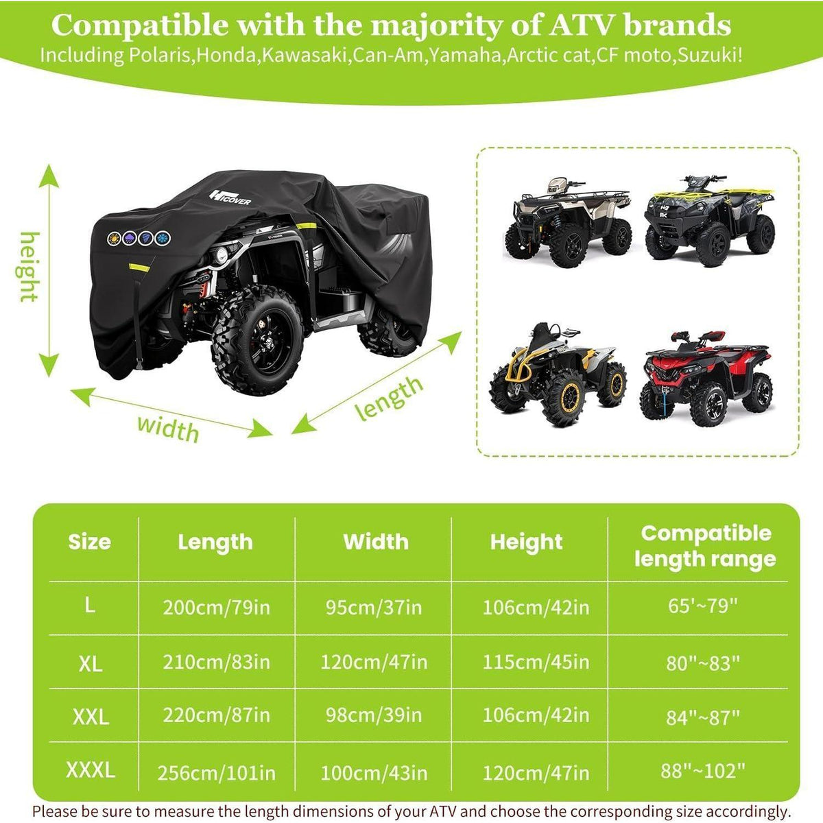 Quad Abdeckplane 600D Wasserdicht & Winddicht ATV Schutzhülle XL