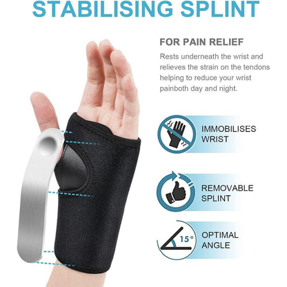 Handgelenk Bandagen mit Metallschiene, 2 Stück, Schwarz