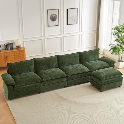 JIEXI Ecksofa mit Schlaffunktion, Grün, 4-Sitzer