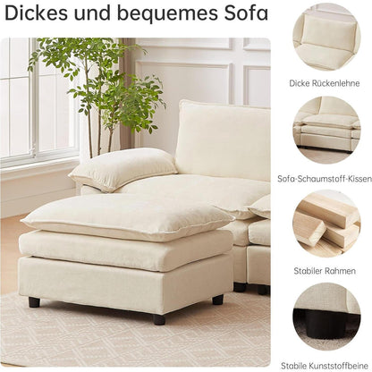 JIEXI Ecksofa mit Schlaffunktion – Beige, 4-Sitzer, L-Form