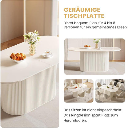 Ovaler Esstisch Weiß Beige – Moderner Küchentisch für Esszimmer