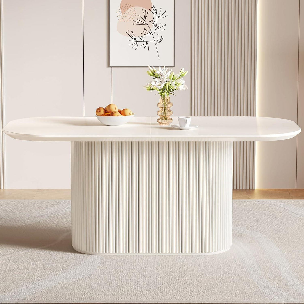 Ovaler Esstisch Weiß Beige – Moderner Küchentisch für Esszimmer