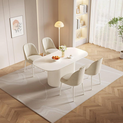 Ovaler Esstisch Weiß Beige – Moderner Küchentisch für Esszimmer