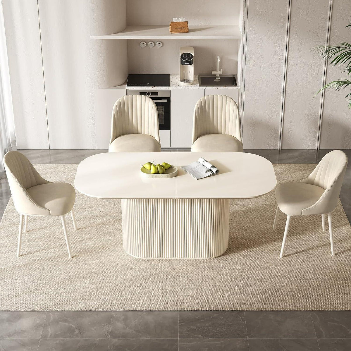 Ovaler Esstisch Weiß Beige – Moderner Küchentisch für Esszimmer