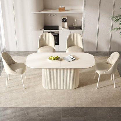 Ovaler Esstisch Weiß Beige – Moderner Küchentisch für Esszimmer