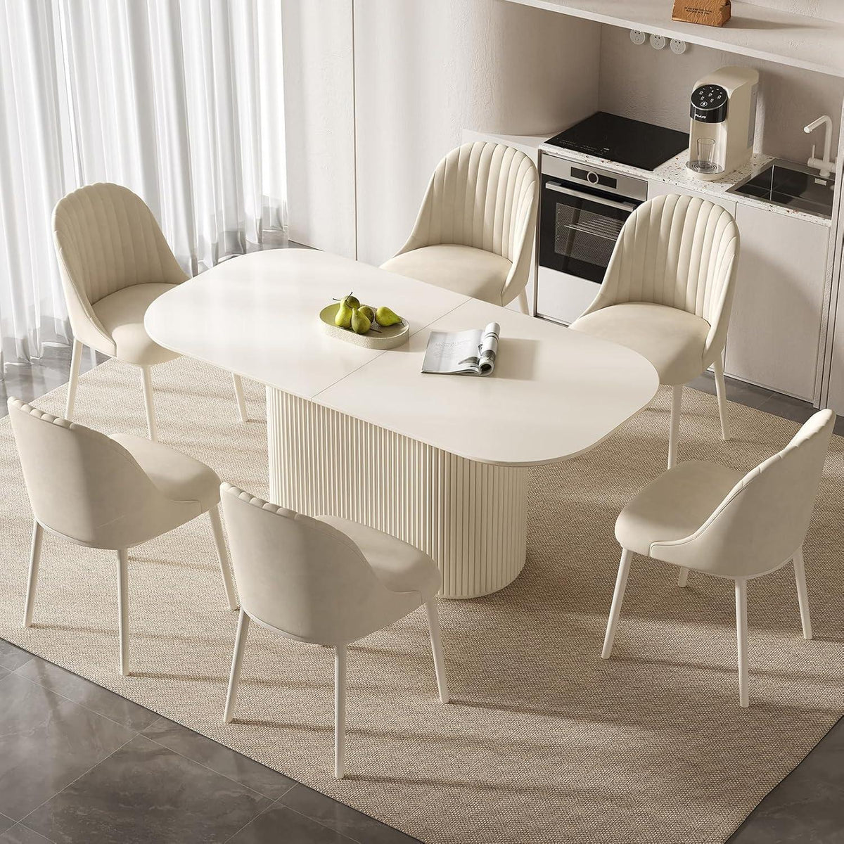 Ovaler Esstisch Weiß Beige – Moderner Küchentisch für Esszimmer
