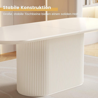 Ovaler Esstisch Weiß Beige – Moderner Küchentisch 220 cm