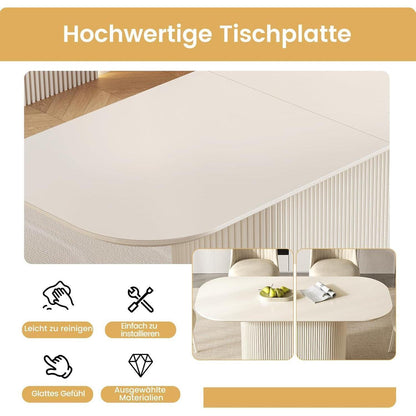 Ovaler Esstisch Weiß Beige – Moderner Küchentisch 220 cm