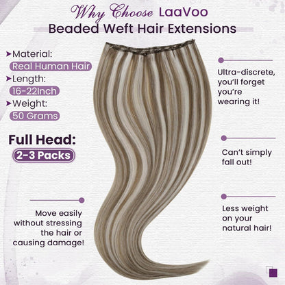 Echthaar Tressen Blond Highlights 40cm - 50g #P8/60