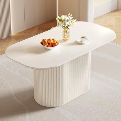 Ovaler Esstisch Weiß Beige – Moderner Küchentisch 160 cm