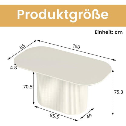 Ovaler Esstisch Weiß Beige – Moderner Küchentisch 160 cm