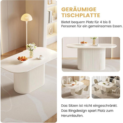 Ovaler Esstisch Weiß Beige – Moderner Küchentisch 160 cm