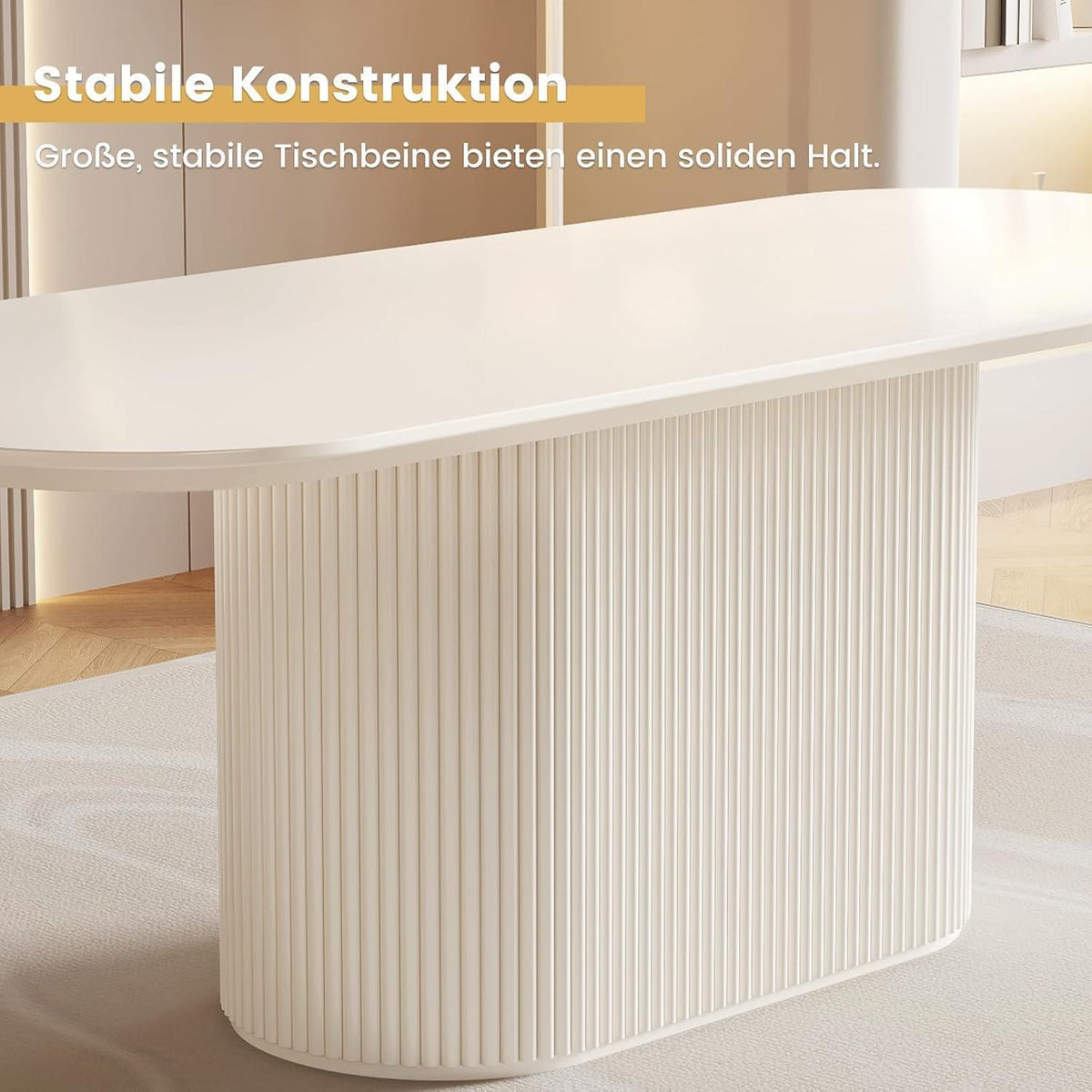 Ovaler Esstisch Weiß Beige – Moderner Küchentisch 160 cm