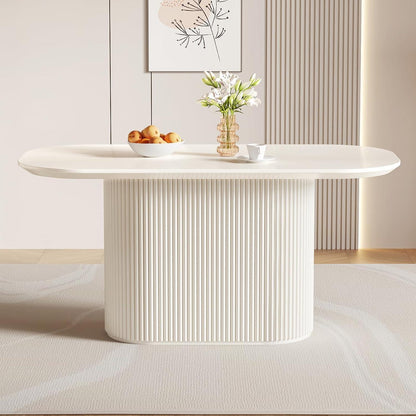 Ovaler Esstisch Weiß Beige – Moderner Küchentisch 160 cm