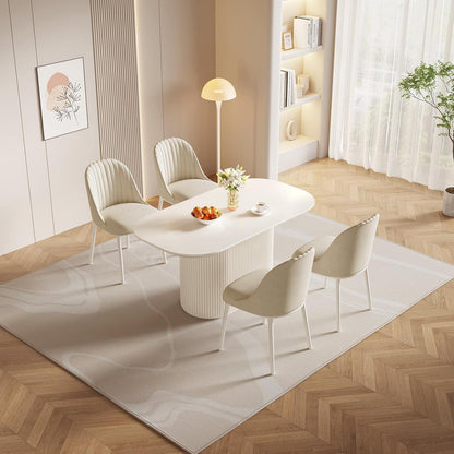 Ovaler Esstisch Weiß Beige – Moderner Küchentisch 160 cm