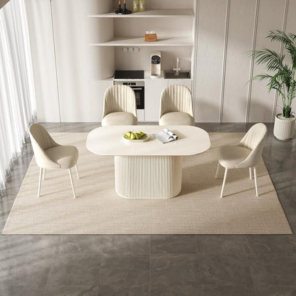 Ovaler Esstisch Weiß Beige – Moderner Küchentisch 160 cm