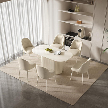 Ovaler Esstisch Weiß Beige – Moderner Küchentisch 160 cm