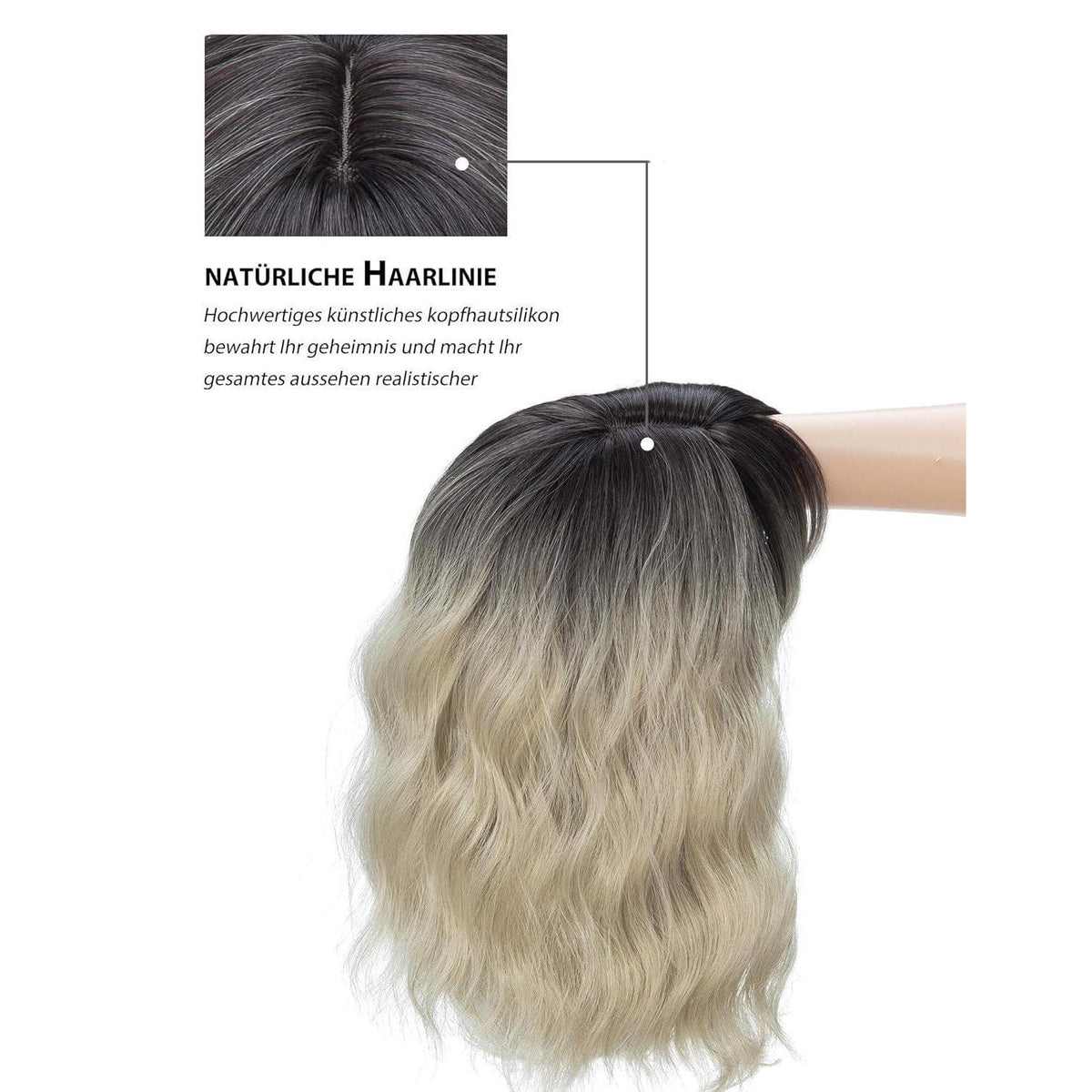 Ombre Blonde Bob Perücke mit Pony – Lockig, Schulterlang