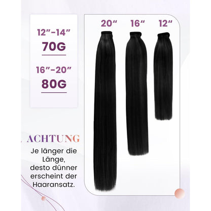 Echthaar Zopfverlängerung Schwarz 50cm - Remy Pferdeschwanz