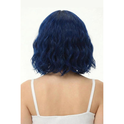 Dunkelblaue Lockige Bob Perücke mit Pony – Synthetisch & Cosplay