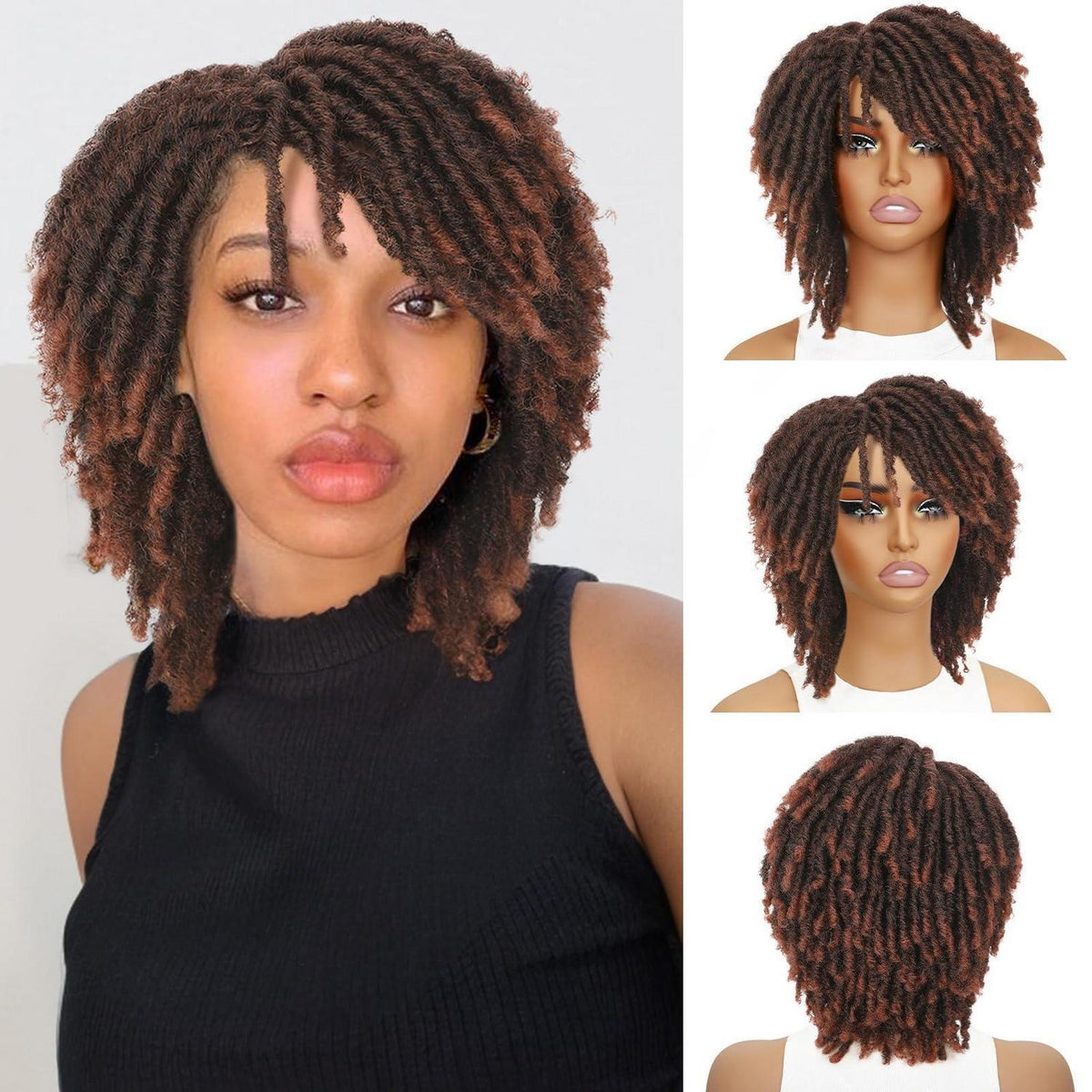 Kurze Dreadlock Perücke 1B/350 Synthetisch 33cm
