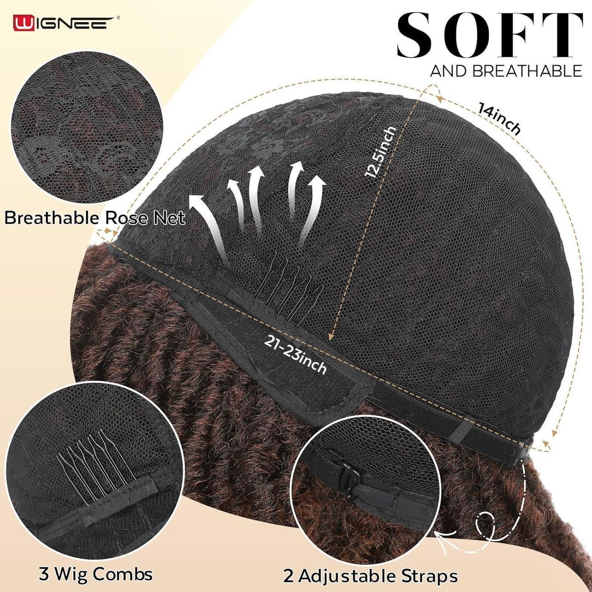 Kurze Dreadlock Perücke 1B/350 Synthetisch 33cm