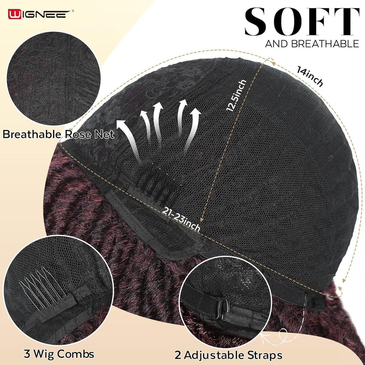 Kurze Afro Twist Dreadlock Perücke Schwarz 33cm Synthetisch