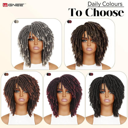 Kurze Afro Twist Dreadlock Perücke Schwarz 33cm Synthetisch