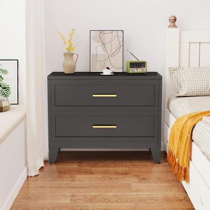 Metallkommode 2 Schubladen Schwarz – Schrank für Schlafzimmer & Flur