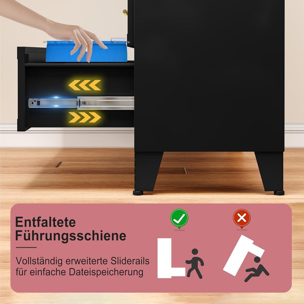 Metallkommode 2 Schubladen Schwarz – Schrank für Schlafzimmer & Flur