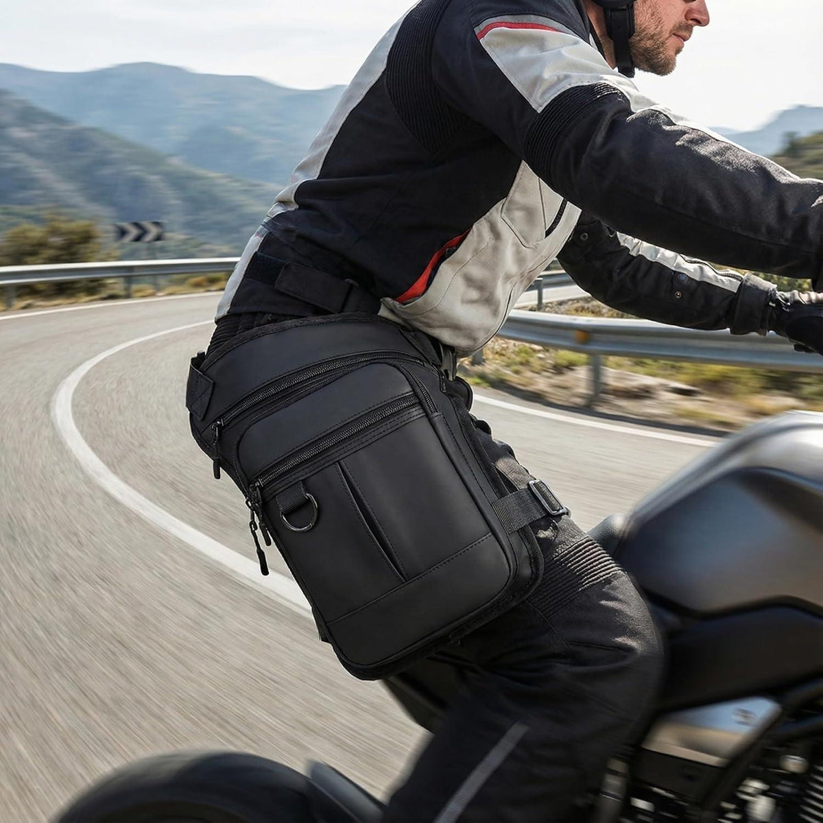 Beintasche Herren – Oxford Stoff Motorrad Hüfttasche Schwarz