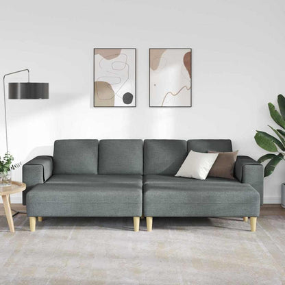 Modernes Cord Polstersofa 3-teilig Dunkelgrau mit Ottomane