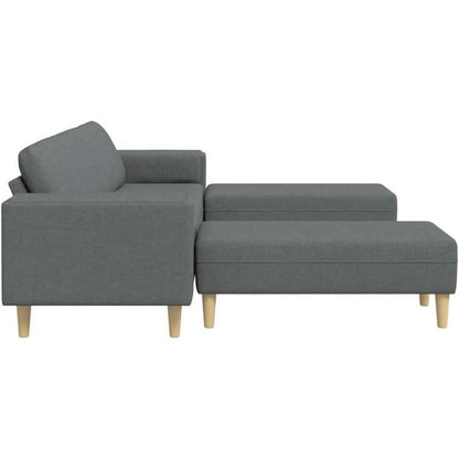 Modernes Cord Polstersofa 3-teilig Dunkelgrau mit Ottomane