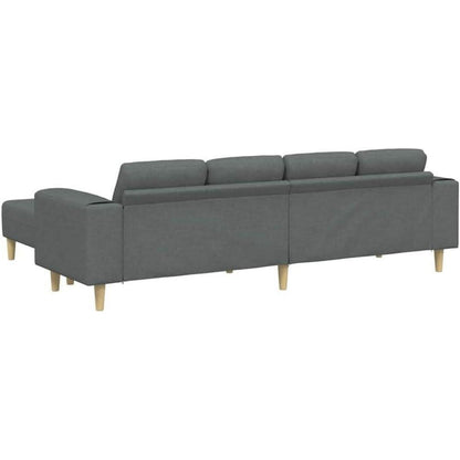 Modernes Cord Polstersofa 3-teilig Dunkelgrau mit Ottomane