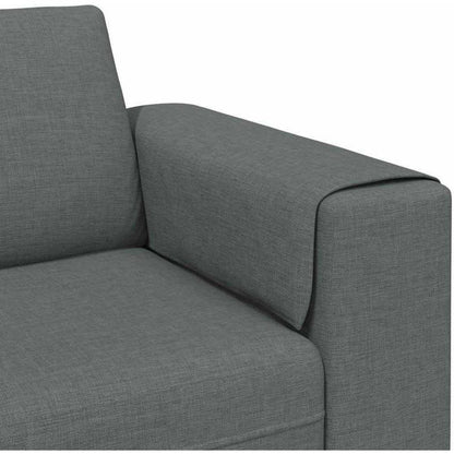 Modernes Cord Polstersofa 3-teilig Dunkelgrau mit Ottomane