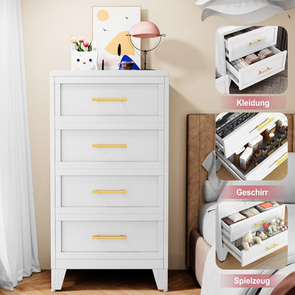 4 Schubladen Metall Datei Schrank Weiß – Kommode für Schlafzimmer & Flur