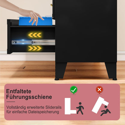 4 Schubladen Metall Datei Schrank - Schwarz, 60x113cm