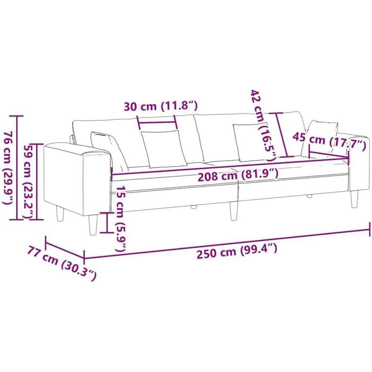 Samt Wohnlandschaft Blau – Modernes Sofa mit Eckarmlehnen