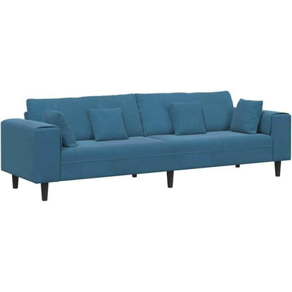 Samt Wohnlandschaft Blau – Modernes Sofa mit Eckarmlehnen