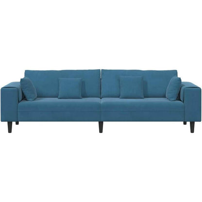 Samt Wohnlandschaft Blau – Modernes Sofa mit Eckarmlehnen