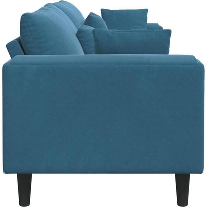 Samt Wohnlandschaft Blau – Modernes Sofa mit Eckarmlehnen
