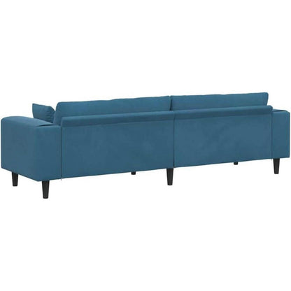 Samt Wohnlandschaft Blau – Modernes Sofa mit Eckarmlehnen