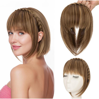 Stirnband mit Pony – Goldbraun Mix Babyblond Haarteil