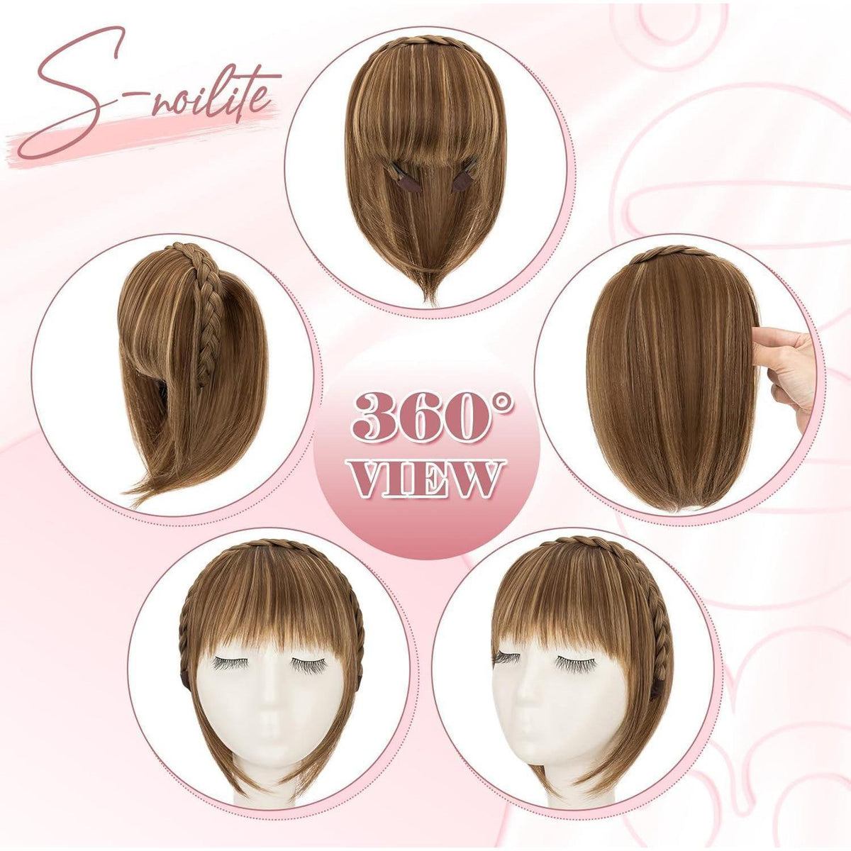 Stirnband mit Pony – Goldbraun Mix Babyblond Haarteil