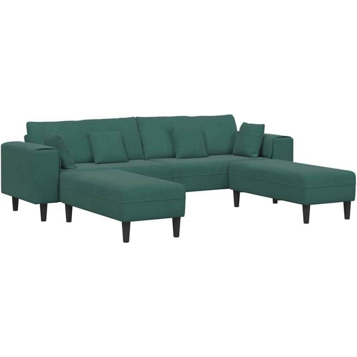 U-förmiges Schlafsofa Dunkelgrün, Samt Wohnlandschaft