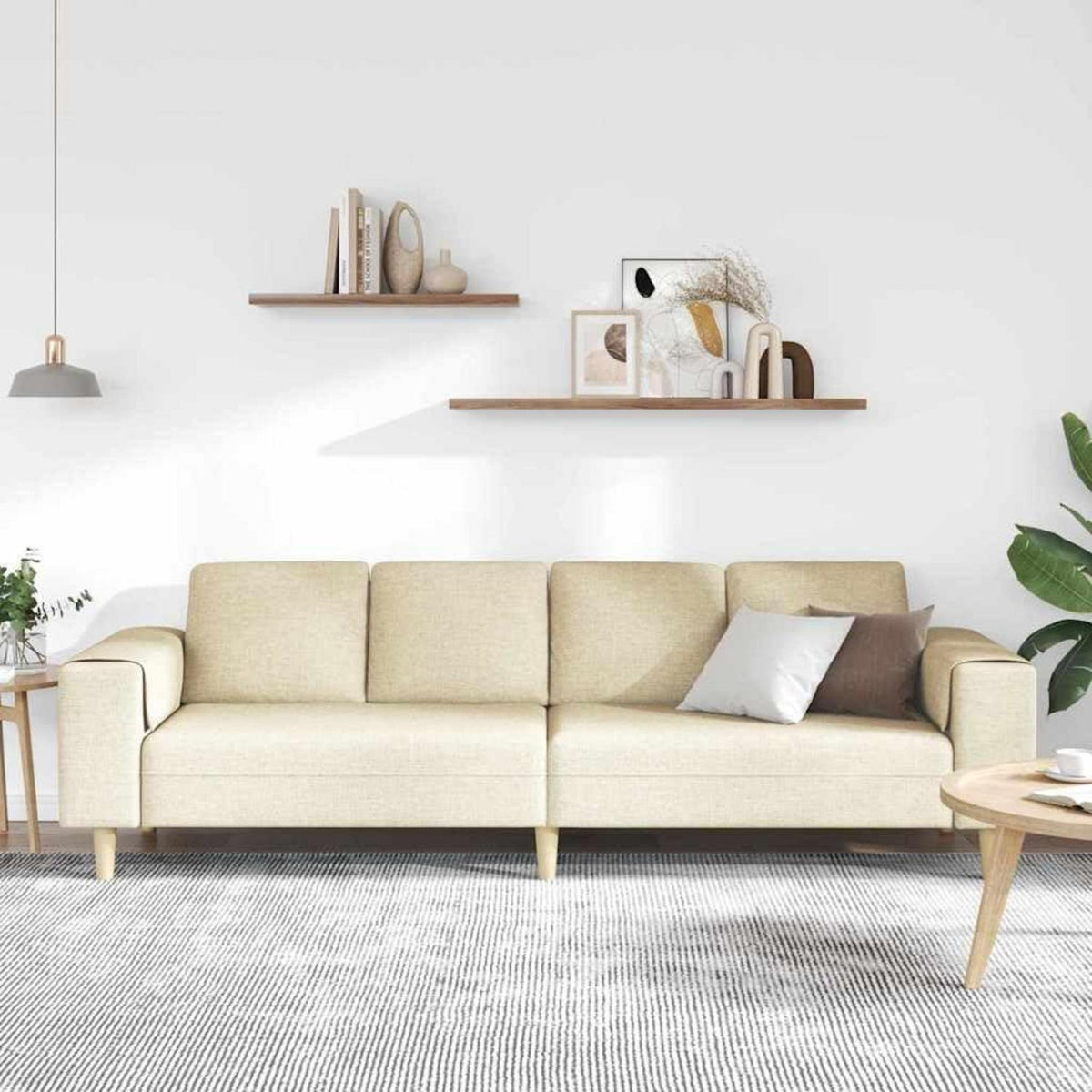 Modernes Samtsofa Creme – Wohnzimmer Sofa für kleine Räume